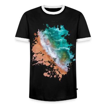 Strand - Männer Kontrast-T-Shirt - Schwarz/Weiß - Vorne - AI Model Female 172 light (172cm) & AI Model Male 178 light (178cm)