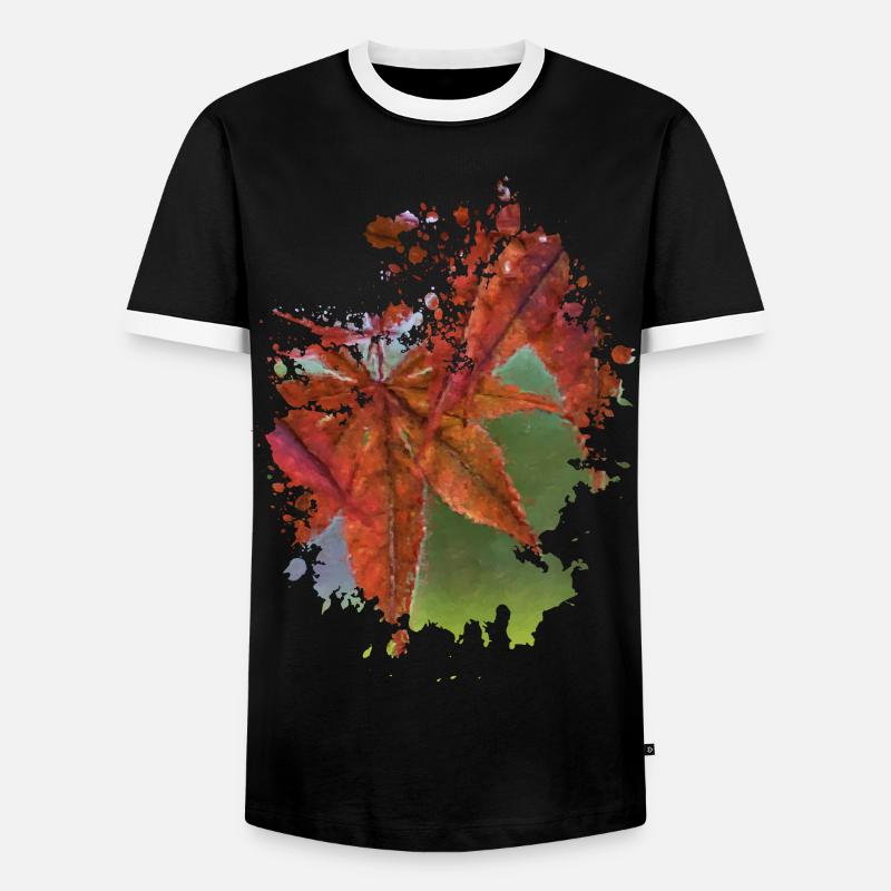Blatt - Männer Kontrast-T-Shirt - Schwarz/Weiß