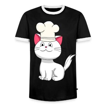 Cat Chef Chef's Hat Children Cooking Kitchen Professions - Men's Ringer Shirt - black/white - Front - AI Model Female 172 light (172cm) & AI Model Male 178 light (178cm)