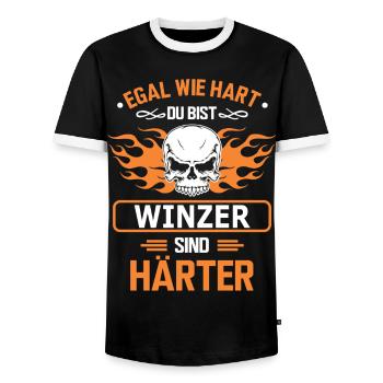 WINZER - Männer Kontrast-T-Shirt - Schwarz/Weiß - Vorne - AI Model Female 172 light (172cm) & AI Model Male 178 light (178cm)