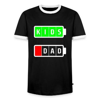 dad kids white - Men's Ringer Shirt - black/white - Front - AI Model Female 172 light (172cm) & AI Model Male 178 light (178cm)