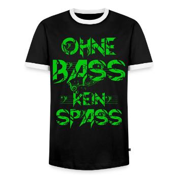 OHNE BASS KEIN SPASS 2 - Männer Kontrast-T-Shirt - Schwarz/Weiß - Vorne - AI Model Female 172 light (172cm) & AI Model Male 178 light (178cm)