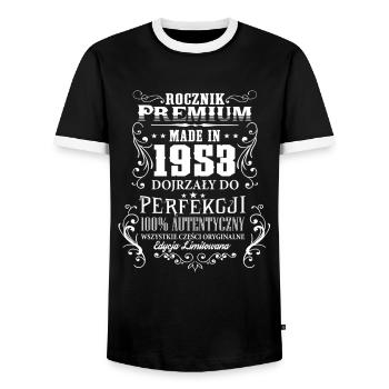 1953 65 Rocznik Premium urodziny prezent PL - Männer Kontrast-T-Shirt - Schwarz/Weiß - Vorne - AI Model Female 172 light (172cm) & AI Model Male 178 light (178cm)