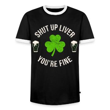 Shut Up T-shirt de foie St. Patrick Day cadeau - T-shirt contrasté Homme - noir/blanc - Devant - AI Model Female 172 light (172cm) & AI Model Male 178 light (178cm)