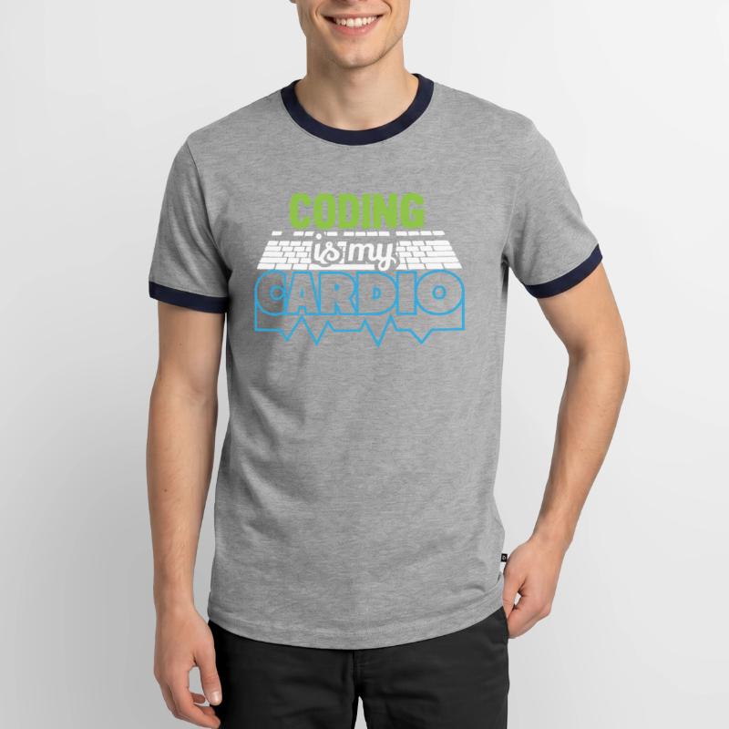 PROGRAMMERS Coding is my Cardio Funny Developer Men's Ringer Shirt