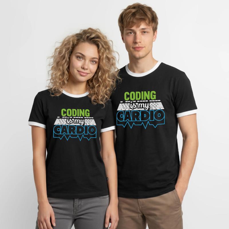 Programmierer Codierung ist mein Cardio Funny Developer Männer Kontrast-T-Shirt