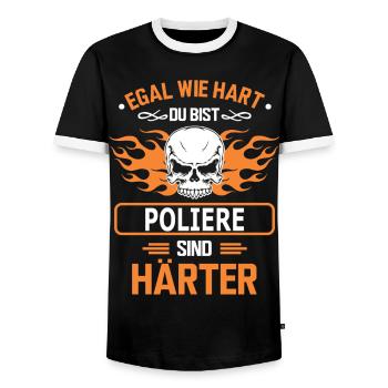 POLIER - Männer Kontrast-T-Shirt - Schwarz/Weiß - Vorne - AI Model Female 172 light (172cm) & AI Model Male 178 light (178cm)