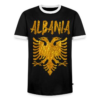Albanie - Kosovo - T-shirt contrasté Homme - noir/blanc - Devant - AI Model Female 172 light (172cm) & AI Model Male 178 light (178cm)