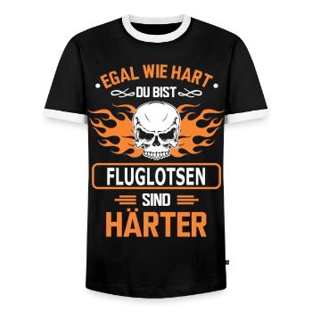 fluglotsen - Männer Kontrast-T-Shirt - Schwarz/Weiß - Vorne - AI Model Female 172 light (172cm) & AI Model Male 178 light (178cm)