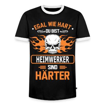 heimwerker - Männer Kontrast-T-Shirt - Schwarz/Weiß - Vorne - AI Model Female 172 light (172cm) & AI Model Male 178 light (178cm)
