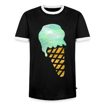 crème glacée - T-shirt contrasté Homme - noir/blanc - Devant - AI Model Female 172 light (172cm) & AI Model Male 178 light (178cm)