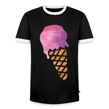 crème glacée - T-shirt contrasté Homme - noir/blanc - Devant - AI Model Female 172 light (172cm) & AI Model Male 178 light (178cm)