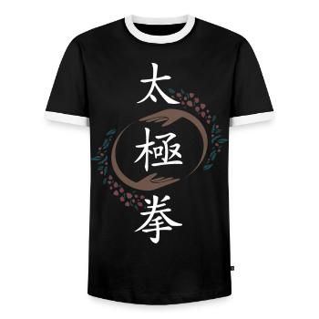 Tai Chi Chaun - Taijiquan - Schattenboxen - Männer Kontrast-T-Shirt - Schwarz/Weiß - Vorne - AI Model Female 172 light (172cm) & AI Model Male 178 light (178cm)