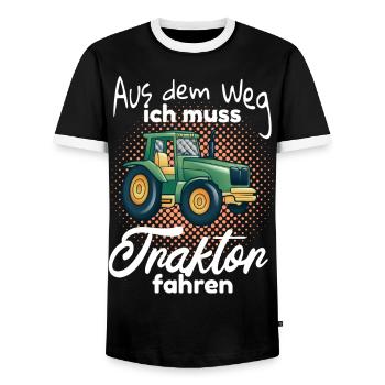 Kinder Traktor fahren Spruch - Männer Kontrast-T-Shirt - Schwarz/Weiß - Vorne - AI Model Female 172 light (172cm) & AI Model Male 178 light (178cm)