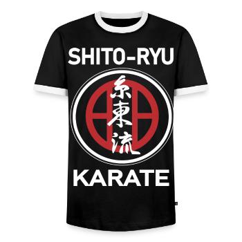 Das coole Shito-ryu Kampfsport Shirt - Männer Kontrast-T-Shirt - Schwarz/Weiß - Vorne - AI Model Female 172 light (172cm) & AI Model Male 178 light (178cm)