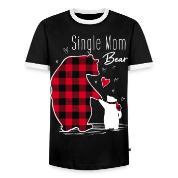 Maman célibataire Ours - T-shirt contrasté Homme - noir/blanc - Devant - AI Model Female 172 light (172cm) & AI Model Male 178 light (178cm)