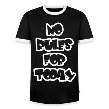 Cooler Spruch - Keine Regeln - No Rules For Today - Männer Kontrast-T-Shirt - Schwarz/Weiß - Vorne - AI Model Female 172 light (172cm) & AI Model Male 178 light (178cm)