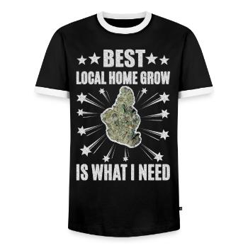 Stoner Home Grow - Men's Ringer Shirt - black/white - Front - AI Model Female 172 light (172cm) & AI Model Male 178 light (178cm)