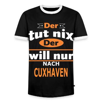 CUXHAVEN - Männer Kontrast-T-Shirt - Schwarz/Weiß - Vorne - AI Model Female 172 light (172cm) & AI Model Male 178 light (178cm)