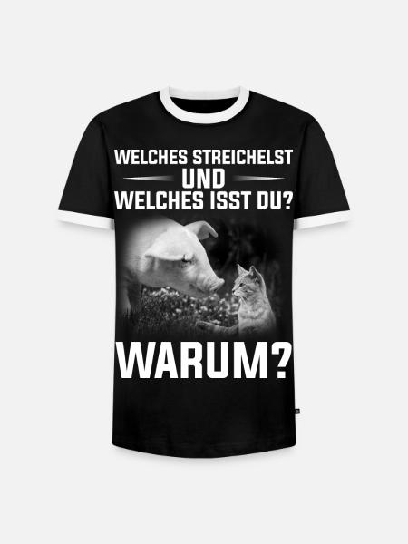 Welches streichelst du? - Männer Kontrast-T-Shirt - Schwarz/Weiß