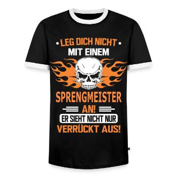 SPRENGMEISTER - Männer Kontrast-T-Shirt - Schwarz/Weiß - Vorne - AI Model Female 172 light (172cm) & AI Model Male 178 light (178cm)