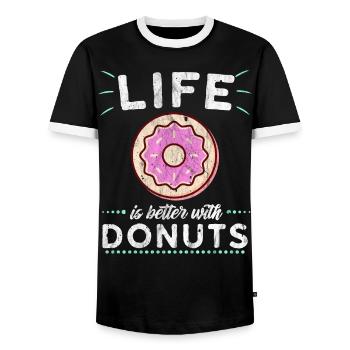 Donut Donuts Süß Pink Geschenk Essen Nachspeise - Männer Kontrast-T-Shirt - Schwarz/Weiß - Vorne - AI Model Female 172 light (172cm) & AI Model Male 178 light (178cm)