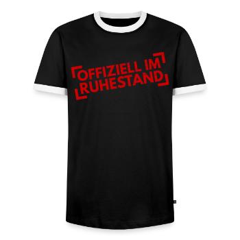Offiziell im Ruhestand - Männer Kontrast-T-Shirt - Schwarz/Weiß - Vorne - AI Model Female 172 light (172cm) & AI Model Male 178 light (178cm)