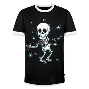 Squelette Halloween Floss comme un patron de soie dentaire - T-shirt contrasté Homme - noir/blanc - Devant - AI Model Female 172 light (172cm) & AI Model Male 178 light (178cm)