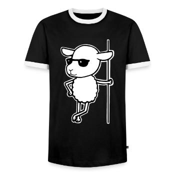 Schaf - Männer Kontrast-T-Shirt - Schwarz/Weiß - Vorne - AI Model Female 172 light (172cm) & AI Model Male 178 light (178cm)