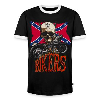 Biker's Symbols - T-shirt contrasté Homme - noir/blanc - Devant - AI Model Female 172 light (172cm) & AI Model Male 178 light (178cm)