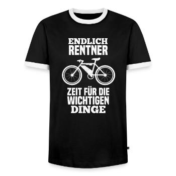 Endlich Rentner Ruhestand Pensionierung - Männer Kontrast-T-Shirt - Schwarz/Weiß - Vorne - AI Model Female 172 light (172cm) & AI Model Male 178 light (178cm)