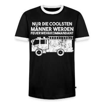 Feuerwehrmann Feuerwehr Kommandant - Männer Kontrast-T-Shirt - Schwarz/Weiß - Vorne - AI Model Female 172 light (172cm) & AI Model Male 178 light (178cm)