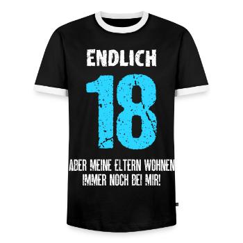 Endlich 18 Meine Eltern Wohnen Immer Noch Bei Mir - Männer Kontrast-T-Shirt - Schwarz/Weiß - Vorne - AI Model Female 172 light (172cm) & AI Model Male 178 light (178cm)