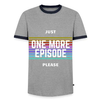 Just One More Episode Please - Männer Kontrast-T-Shirt - Grau/Navy  - Vorne - AI Model Female 172 light (172cm) & AI Model Male 178 light (178cm)