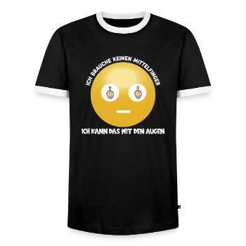 Ich brauche keinen Mittelfinger ich kann mit Augen - Männer Kontrast-T-Shirt - Schwarz/Weiß - Vorne - AI Model Female 172 light (172cm) & AI Model Male 178 light (178cm)