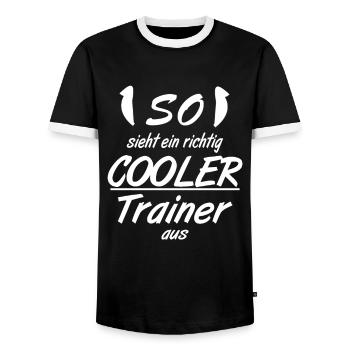 Trainer - So sieht eine richtig coole Trainer aus - Männer Kontrast-T-Shirt - Schwarz/Weiß - Vorne - AI Model Female 172 light (172cm) & AI Model Male 178 light (178cm)