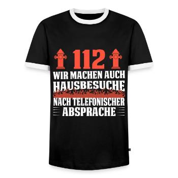 112 Hausbesuche - Feuerwehr Feuerwehrmann - Männer Kontrast-T-Shirt - Schwarz/Weiß - Vorne - AI Model Female 172 light (172cm) & AI Model Male 178 light (178cm)