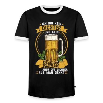 Ich bin kein Dichter und Denker aber oft dichter - Männer Kontrast-T-Shirt - Schwarz/Weiß - Vorne - AI Model Female 172 light (172cm) & AI Model Male 178 light (178cm)
