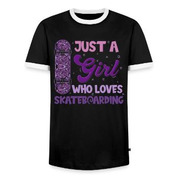 Skater Girl Just a Girl who loves Skateboarding - Männer Kontrast-T-Shirt - Schwarz/Weiß - Vorne - AI Model Female 172 light (172cm) & AI Model Male 178 light (178cm)