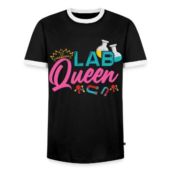 MTLA Lab Queen Labormedizin Labor Königin - Männer Kontrast-T-Shirt - Schwarz/Weiß - Vorne - AI Model Female 172 light (172cm) & AI Model Male 178 light (178cm)