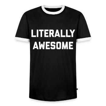 Buchstäblich großartig - Männer Kontrast-T-Shirt - Schwarz/Weiß - Vorne - AI Model Female 172 light (172cm) & AI Model Male 178 light (178cm)