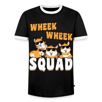 Wheek Wheek Squad drôle de cochon d’Inde - T-shirt contrasté Homme - noir/blanc - Devant - AI Model Female 172 light (172cm) & AI Model Male 178 light (178cm)