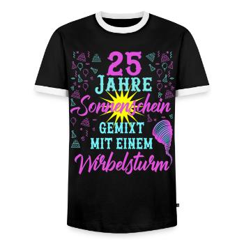 25 Geburtstag Frauen Geschenk 25 Jahre Geburtstag - Männer Kontrast-T-Shirt - Schwarz/Weiß - Vorne - AI Model Female 172 light (172cm) & AI Model Male 178 light (178cm)