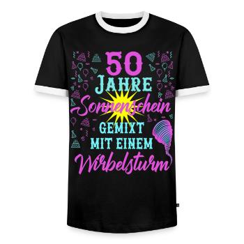 50 Geburtstag Frauen Geschenk 50 Jahre Geburtstag - Männer Kontrast-T-Shirt - Schwarz/Weiß - Vorne - AI Model Female 172 light (172cm) & AI Model Male 178 light (178cm)