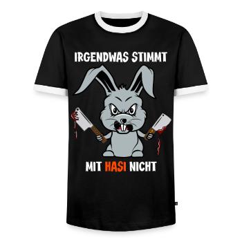 Halloween 2021 Monster verrückter Hase Sarkasmus - Männer Kontrast-T-Shirt - Schwarz/Weiß - Vorne - AI Model Female 172 light (172cm) & AI Model Male 178 light (178cm)