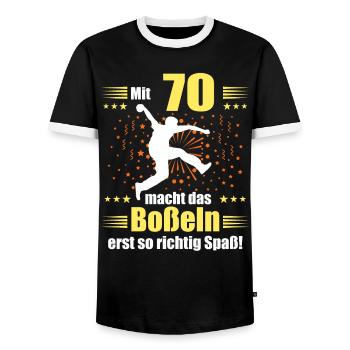 Boßeln Geschenk Boßler Bosseln Boßelsport 70 Jahre - Männer Kontrast-T-Shirt - Schwarz/Weiß - Vorne - AI Model Female 172 light (172cm) & AI Model Male 178 light (178cm)