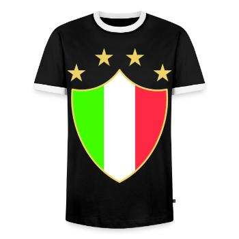 Italia fun - Männer Kontrast-T-Shirt - Schwarz/Weiß - Vorne - AI Model Female 172 light (172cm) & AI Model Male 178 light (178cm)