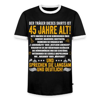 45. Geburtstag lustige Geschenke Männer 45 Jahre - Männer Kontrast-T-Shirt - Schwarz/Weiß - Vorne - AI Model Female 172 light (172cm) & AI Model Male 178 light (178cm)