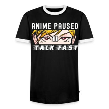 Anime Paused Talk Fast | Trucs d’anime pour femmes - T-shirt contrasté Homme - noir/blanc - Devant - AI Model Female 172 light (172cm) & AI Model Male 178 light (178cm)
