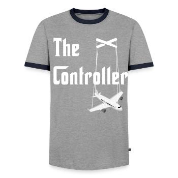 Aviation I ATC I Airplane I Funny air traffic - Men's Ringer Shirt - grey/navy  - Front - AI Model Female 172 light (172cm) & AI Model Male 178 light (178cm)